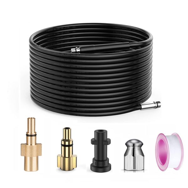 Stone Banks 10 m Pressure Washer Drain Pipe Hose Cleaning Kit Replacement for Karcher K2-K7, Bosch, Lavor, Pipe and Drain Cleaning Kit with Jet Nozzle 180Bar