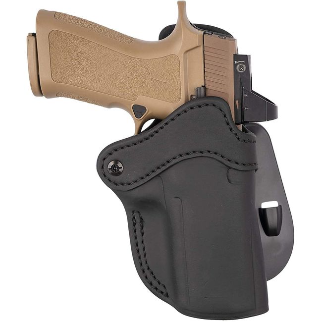 1791 GUNLEATHER Paddle Holster for Sig P320 - OWB CCW Holster - Right Handed Leather Gun Holster for Belts - fits G43 Sig SP2022, P227, H&K VP40, P30L (Optic Ready - Black)