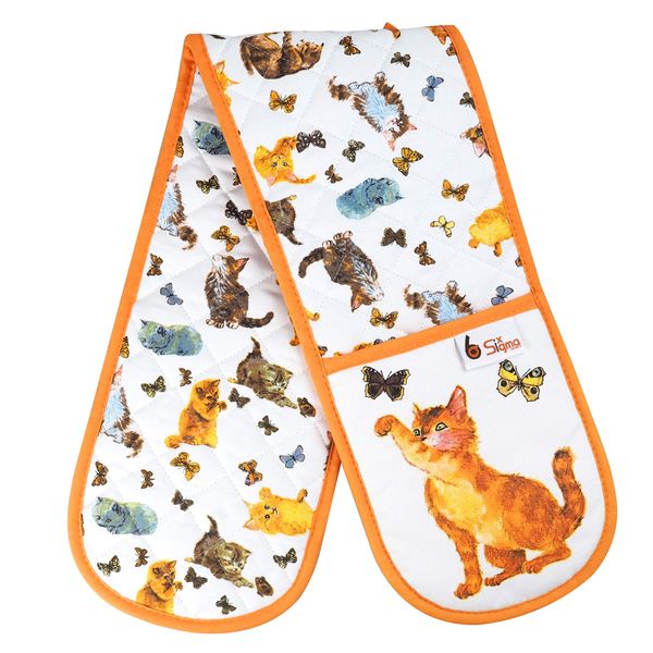 Double Oven Gloves Kitchen BBQ Grill Cooking Padded Heat Resistance Mitts Potholders Cotton Barbecue cat oven gloves grill gift Novelty Heat Mitten