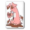 3dRose lsp_103921_1 Cute Happy Pink Pig In Mud Single Toggle Switch