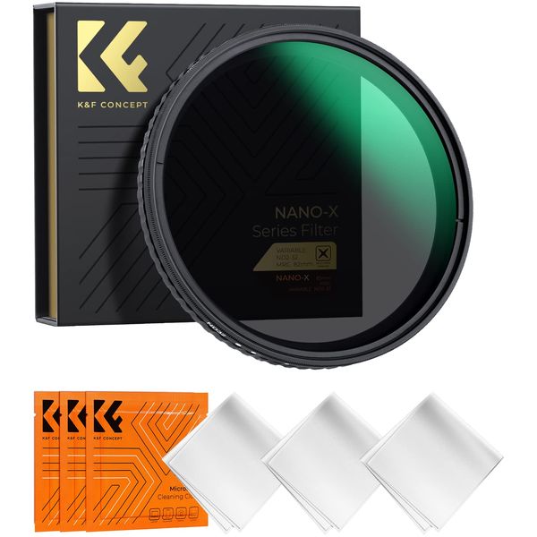 K&F Concept Nano-X Serie ND Filter 82mm Variabler Graufilter ND2-32(1-5 Blendenstufen)