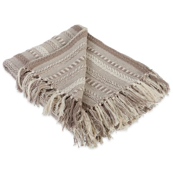 DII Braided Striped Decorative Throw Blanket, 50x60, Stone