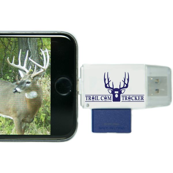 Trail Cam Tracker SD Card Reader for iPhone & Android Micro USB – Best & Fastest Game Camera Viewer – Deer Hunting Smartphone Memory Card Player - Free Case- Hunt Big Bucks