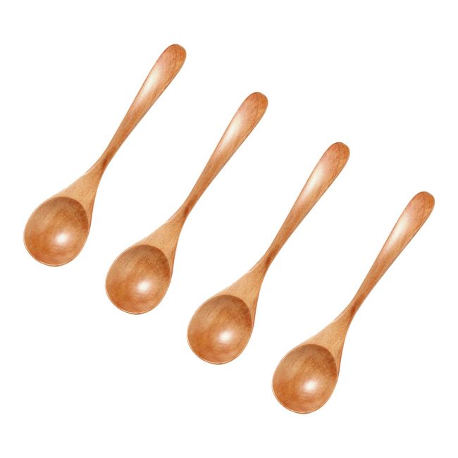 kicoriya Set of 4 Natural Wood Cafe Style Tea Spoons Japanese Quality Coffee Spoons Dessert Spoons Tea