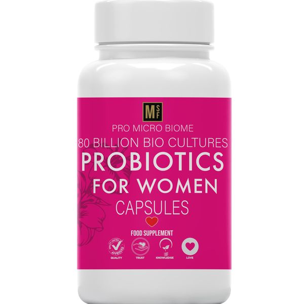 Probiotics for Women | 80 Billion Bio Cultures for Women’s Intimate Flora | 60 Capsules | Scientific Vegan Probiotic, Bacterial Cultures