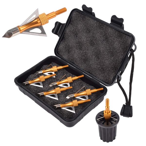 NIKA ARCHERY 100 Grain Broadheads 3 Fixed Steel Blade with Broadhead Case, Wrench, fit for Compound Bow and Crossbow