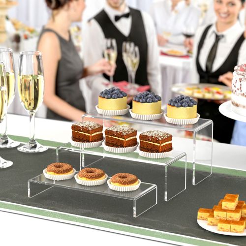 HIIMIEI Acrylic Display Riser, 6 Pcs 9" Large Acrylic Risers, Clear Rectangular Display Shelf for Cupcake Stand, Tiered Display Stand for Gemstone, Curio, Anime Figurines, Collectibles