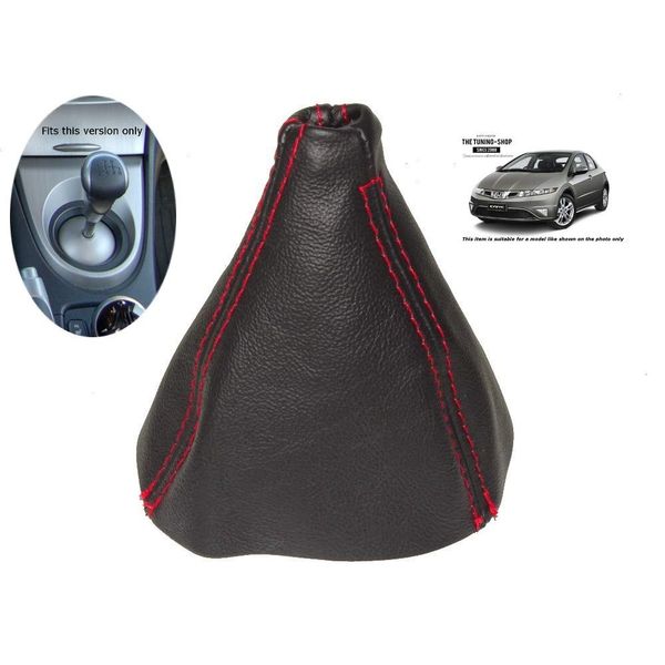 The Tuning Shop Gear Stick Gaiter Leather Red Stitching