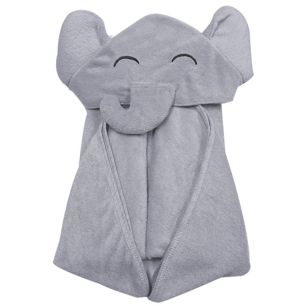 YOYOO Premium Baby Bath Towel – Viscose Derived from Bamboo, Baby Hooded Towels - Newborn Essential Cute Grey Little Elephant -Perfect Baby Registry Gifts for Boy Girl