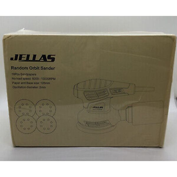 JELLAS 5-Inch Random Orbit Sander w/18Pcs Sandpapers, 8-13000RPM 6 Variable