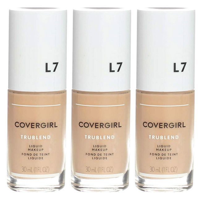 3-Pack New COVERGIRL, truBlend Liquid Foundation Makeup, L7 Warm Beige, 1 oz