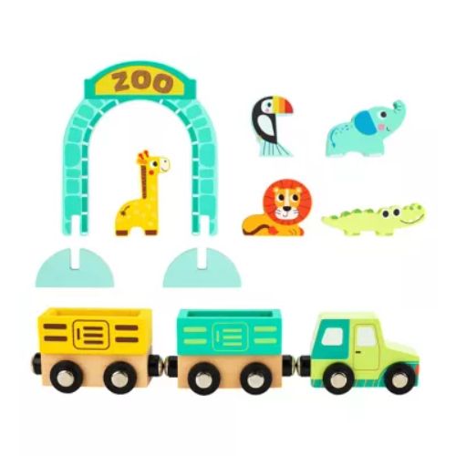 Tooky Toy Wooden Tabletop Railroad Zoo