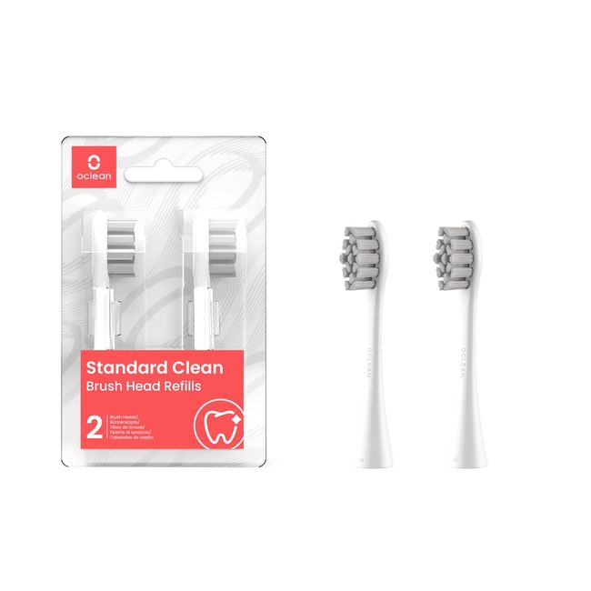 Oclean Bürstenköpfe, Clean Brush Head W02, 2PCS Elektrische Zahnbürstenköpfe, Kompatibel mit Allen Elektrischen Zahnbürsten von Oclean, Bürstenköpfe mit DuPont-Borsten – weiß