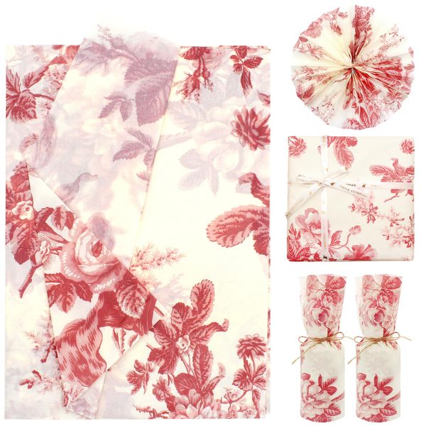 Benvo Wrapping Paper 27.6 x 19.7 inches (70 x 50 cm), Flower Paper, 20 Sheets, Red Peony, Thin Paper, Flowers, Packaging Paper, Cushioning Paper, Christmas, New Year, Celebrations, Hinamatsuri,