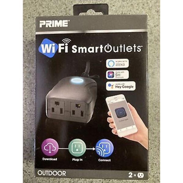 Prime WiFi Smart Outlets 2X Outdoor Remote Control Works w/Google Home & Alexa