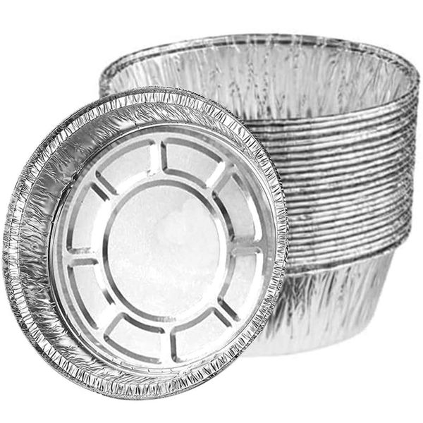 Henan 30 Stück Rund Formen Aluschalen, Foil Pie Dish Folie, Wiederverwendbares und Recycelbares Backblech Aus Aluminiumfolie für Kleine Kuchen, Marmeladentörtchen Usw