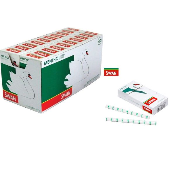 SWAN Extra Slim Menthol Cigarette Smoking Filter Tips 120 per Pack (Pack of 10)