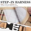 EXPAWLORER Plaid Small Dog Harness and Leash Set with AirTag Holder - Soft Padded Step in Dog Vest Harness Medium Sized Dog, No Pull Reflective Puppy Harness, Collar and Leash for Walking, Khaki S