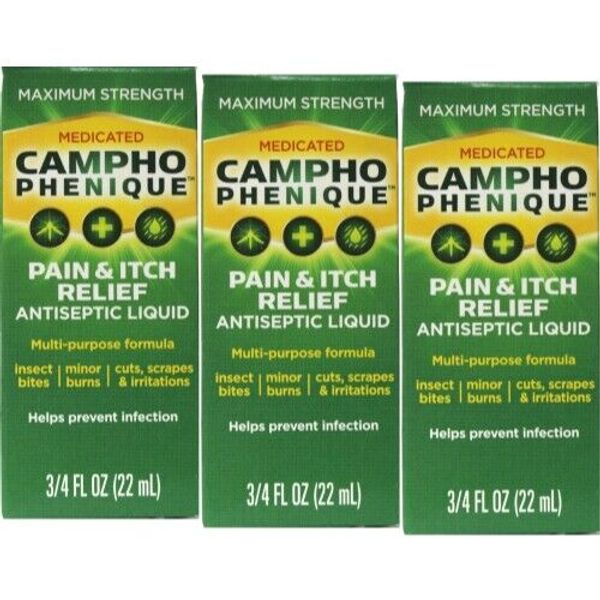 3 Pack - Campho-Phenique Pain Relieving Antiseptic Liquid, 0.75oz Each