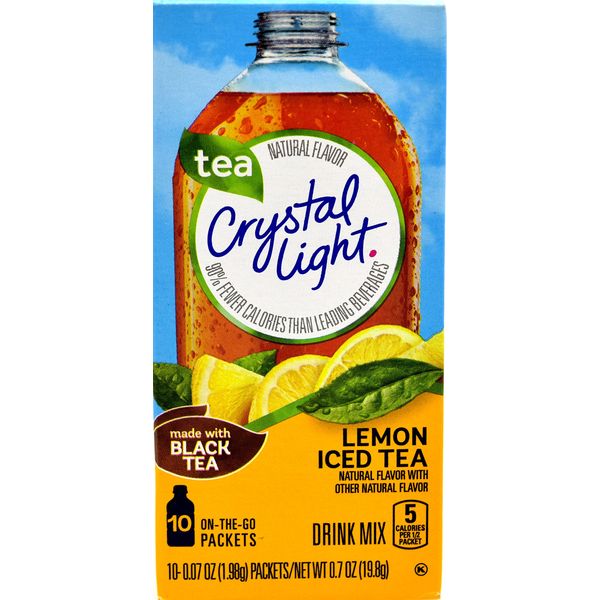 Crystal Light On The Go Natural Lemon Iced Tea,0.7 OZ, 10-Packet Box (0.07 OZ)(Pack of 12)