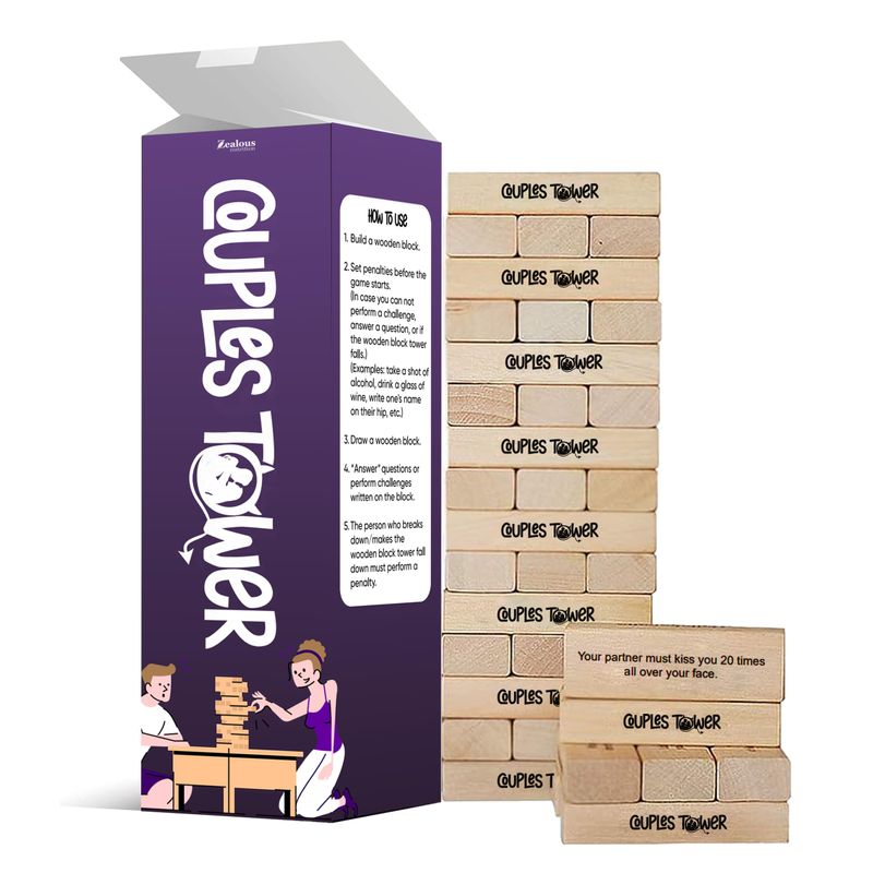 Couples Tower Questions & Dares - Naughty Stacking Wooden Block Game ...