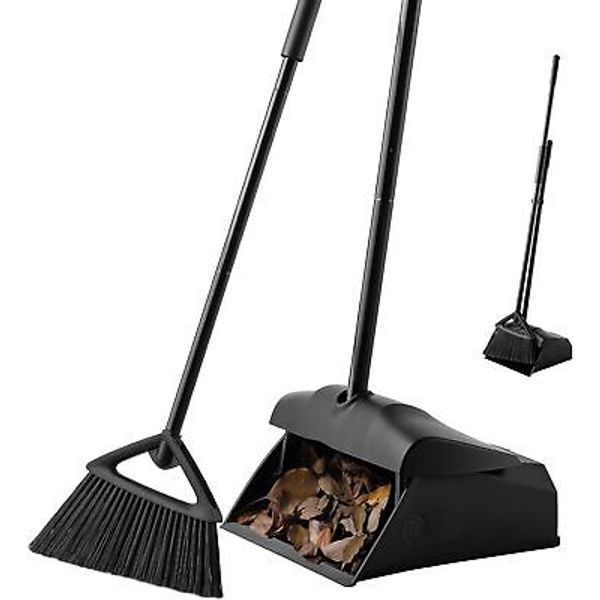 Eyliden Commercial Angle Broom and Dustpan Combo, with Black +