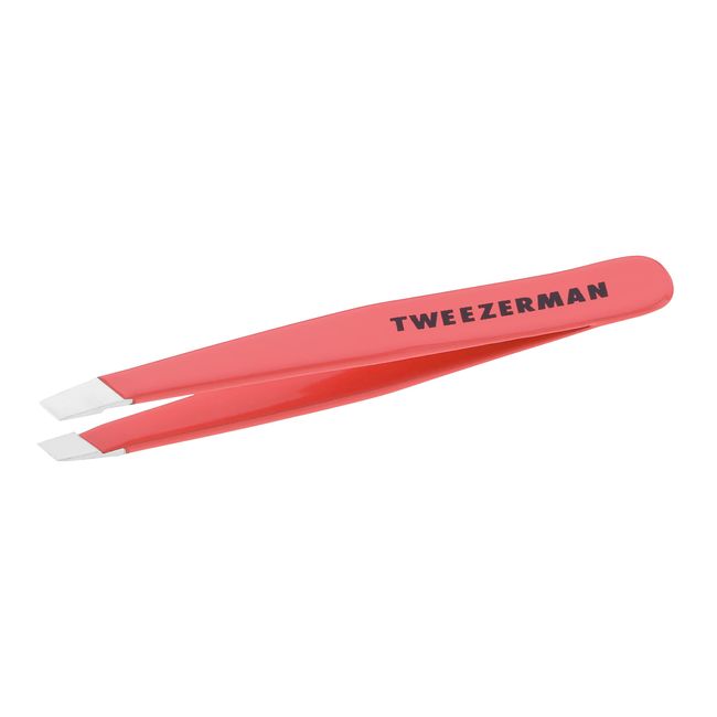 TWEEZERMAN Tweezers Mini Version with Hand-Filled Angled Tip for Eyebrow Plucking, Geranium