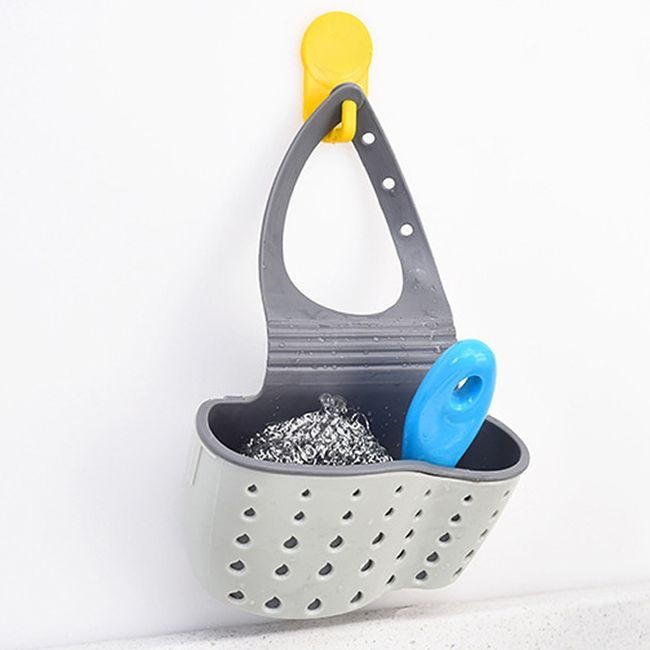 Kitchen Sink Sponge Holder Sink Shelf Soap Drain Rack Storage Basket Bag  Bathroom Organizer Gadget Accessories