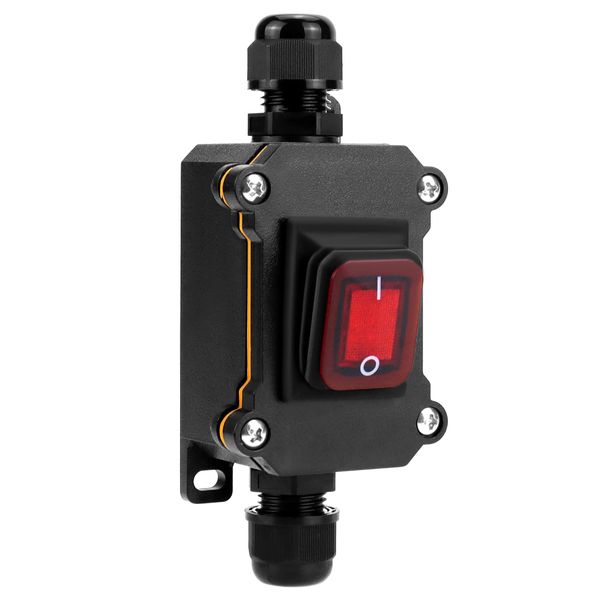 QWORK® IP65 Waterproof Inline Cord Switch with Red Indicator Light, 12-24V 30A, DPST Rocker Switch, Dual Position ON/OFF Control