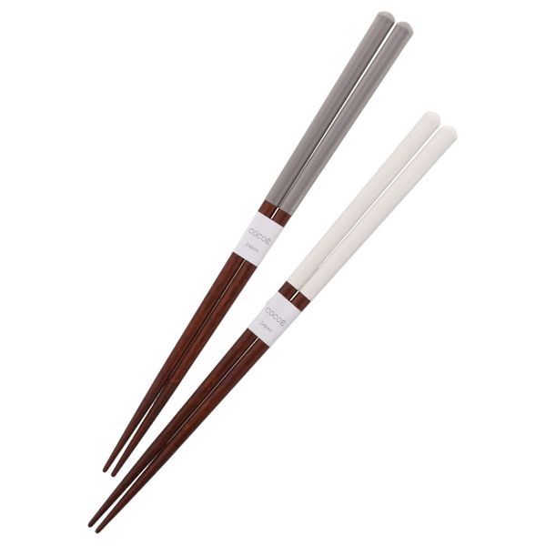 Tableware East Chopsticks Set of 2 Pairs Gray x White COCOE 9.1 inches (23.2 cm)