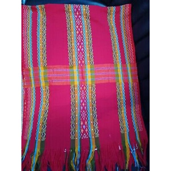 Guatemalan Hand Stitched Textile Long Table Runner Multicolor Home Decor "60X23"