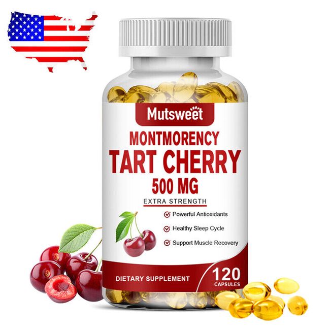 Tart Cherry Extract 500mg with Celery Seed for Gout Joint Pain Arthritis 120Caps