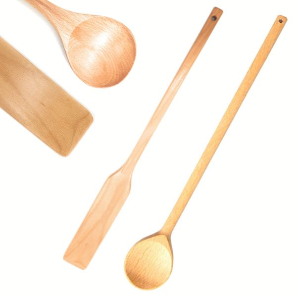 Extra 24 Inch Large Beech Wood Stirring Paddle and 24 Inch Oval Spoon - Stirring Utensils for Cooking, Mixing, Home Brewing Stock Pots Cajun Crawfish, Seafood and Crab Pot Boil Accessories