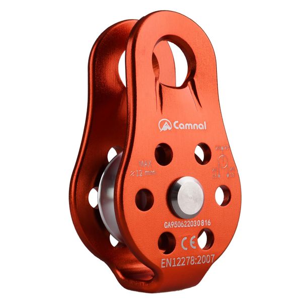 JEELAD Climbing Pulley 26kN Micro Single Pulley Fixed Pulley Rope Pulley Aluminum for Hauling and Transportation (Orange)