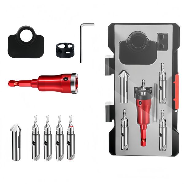 Countersink Drill Bit Set with Low Friction Depth Stop