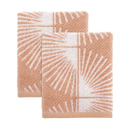 Nicole Miller - Hand Towels, Soft & Absorbent Cotton, Dorm Room Essentials, Set of 2 (Kendall Collection, Clay)