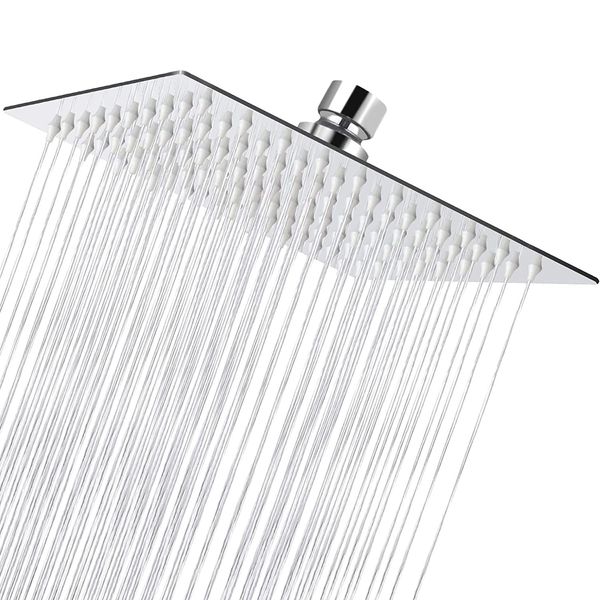 8 Inch Square Shower Head, 360° Adjustable Angle Overhead Rainfall Shower Head, Universal High-Pressure Rainfall Shower Head for Bathroom, Replacement Shower Head for Bathroom