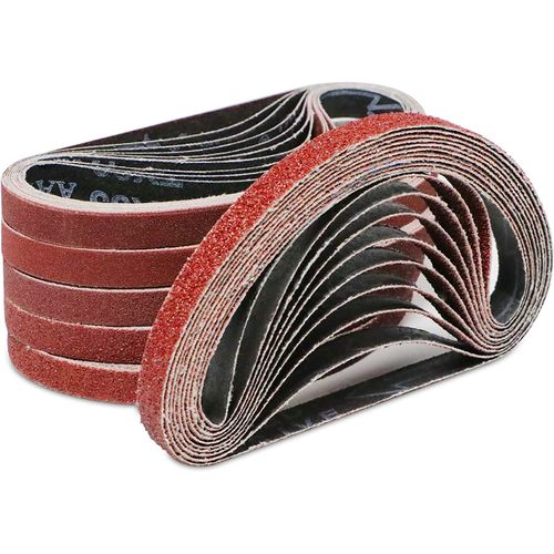 IROKCAKPT Endless Belt, 0.4 x 13.0 inches (10 x 330 mm), Sanding Belt (Set of 30), Sander Replacement Grinding Belt (#60, #80, #120, #180, #240, #400 x 5 each), DIY Woodworking Belt, Used for Rust