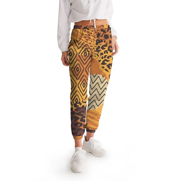 Womens Track Pants - Brown Autumn Graphic Sports Pants - M