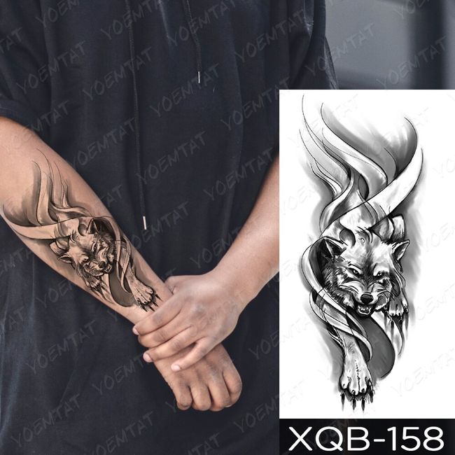 Wolf Lion Waterproof Temporary Tattoo Sticker Fake Tatoo Body Art Arm Men  Women