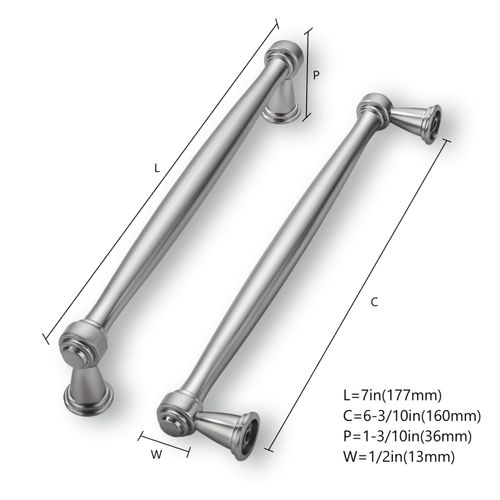 khtumeware 2 Pack 6-1/4 Inch(160mm) Brushed Satin Nickel Cabinet Pulls Kitchen Cabinet Handles Cabinet Hardware for Cupboard Drawer Handles Dresser Pulls