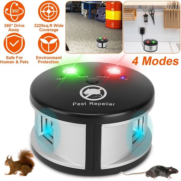 Ultrasonic Repellent 360° Electronic Control Pest Rat Cat Mice Rodent Repeller