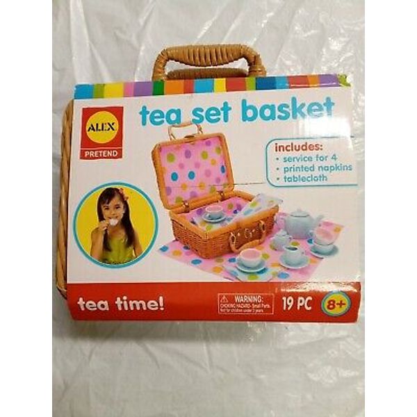 Tea Set Basket 19 Pieces With Open Box