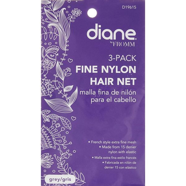Diane Nylon Net French Elastic, Grey, 3 Count