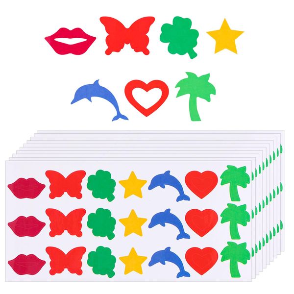 210pcs Tanning Stickers for Body, Colorful 7 Styles Sunbathing Stickers Self-Adhesive Heart Butterfly Tan Bed Stickers Sun Tanning Tattoo Sticker for Summer Vacation Beach Party Supplies