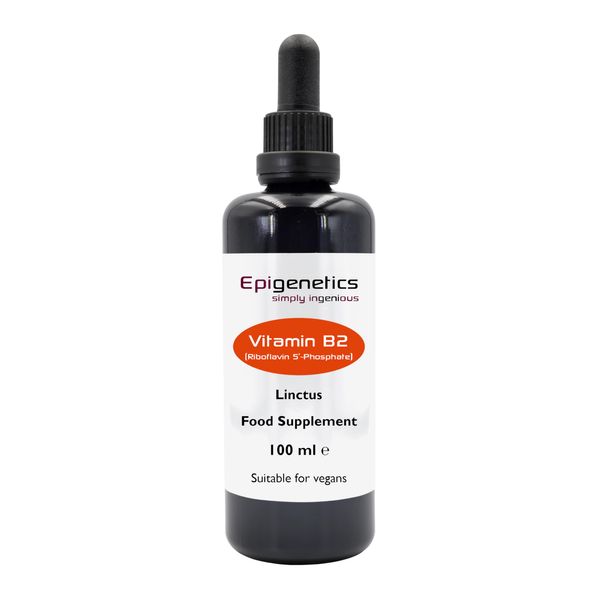 Vitamin B2 (Riboflavin 5’-Phosphate) Linctus 100ml | Riboflavin 2.3mg, Purified Water, Glycerine | Premium Protective Miron Violet Glass | UK Made Vegan Friendly Liquid