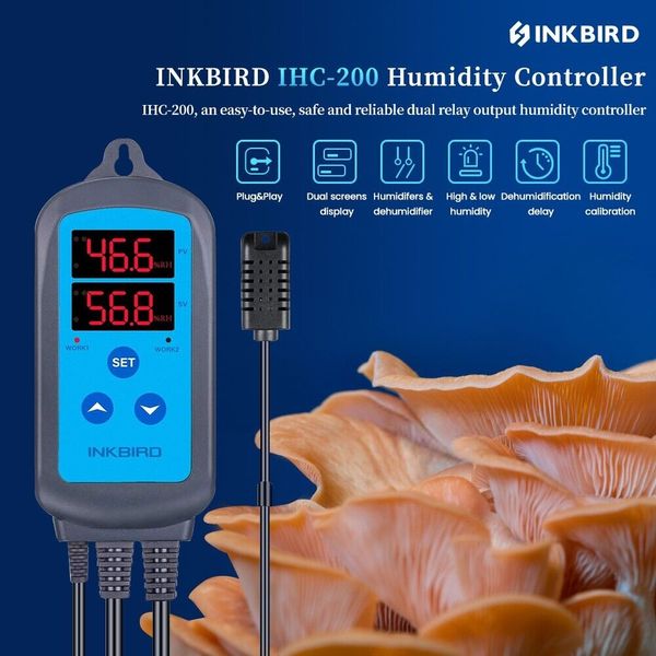 INKBIRD Humidity Controller Humidistat Air Ventilator Fan Mushroom Greenhouse US