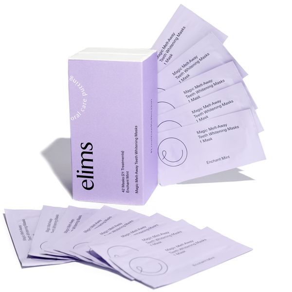 ELIMS Teeth Whitening Strips for Sensitive Teeth 21 Treatments – Food-Grade & Made by Dentists - Whiten Up to 7 Shades - Dissolving Mess-Free Application - Visible Results in 14 Days - 42 Strips