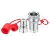 PATIKIL 3/4" NPT ISO-A Hydraulic Quick Disconnect Coupling, 1 Set Flat Face Hydraulic Quick Connect Coupler with Dust Caps Quick Release Coupling Set