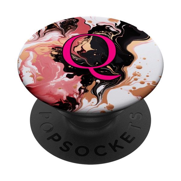 Marble Monogram Elegance Personalized Initial Q Stylish Grip PopSockets Swappable PopGrip